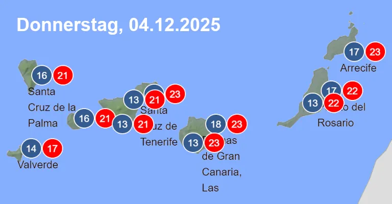 Temperatur Vorschau Kanaren